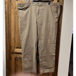 Columbia 54x34 Tan Brown Regular Fit Khakis Men's Flat Front Pants Big & Tall